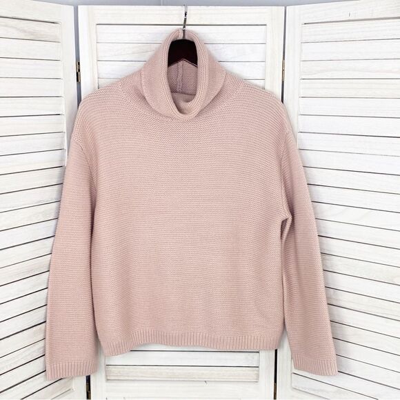 H&M Divided Cowl Neck Waffle Knit Crop Sweater Mauve Pink XS - Picture 7 of 12